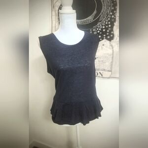 GAP Navy Blue Sleeveless Knit Ruffle-Bottom Peplum Top
